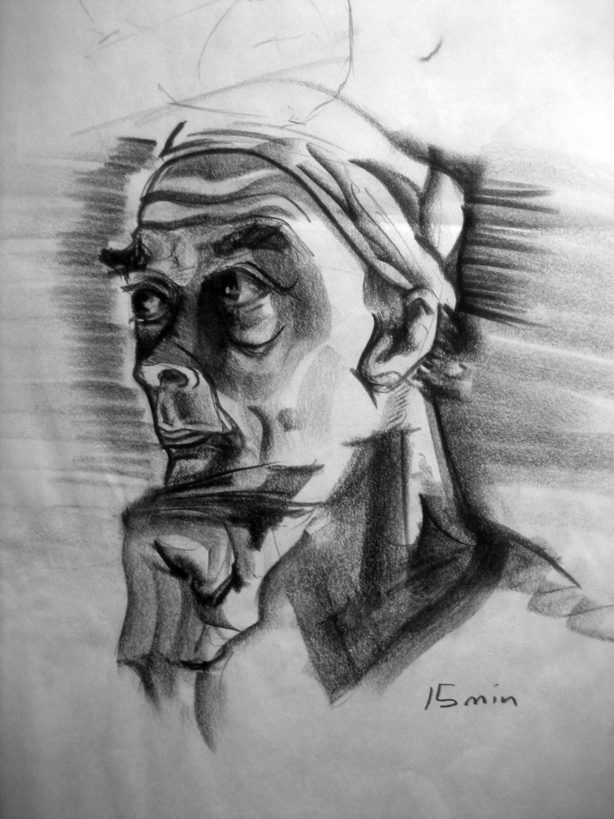 Life Drawing with charcoal & pencil on paper.