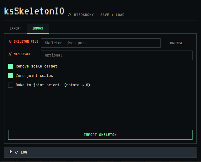Skeleton IO window