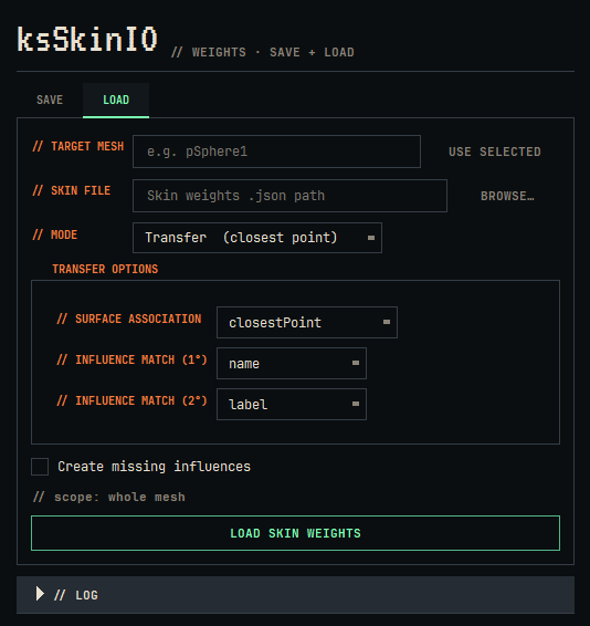 Skin IO window